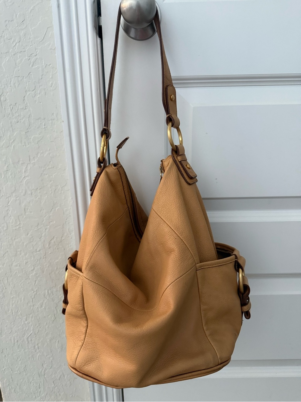 Liz Claiborne Tan Leather Shoulder Hobo Bag